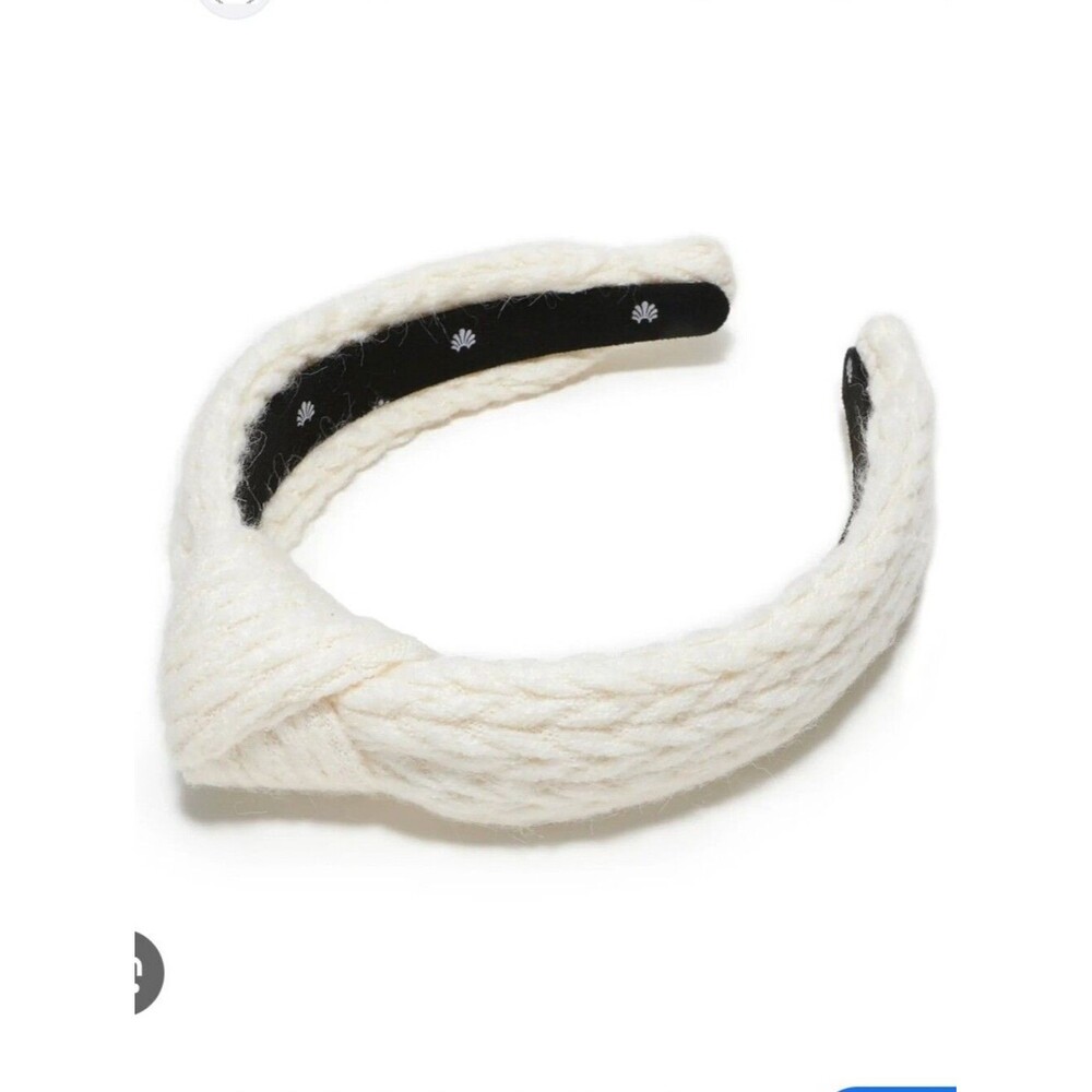 Lele Sadoughi Cream Cable Knit Slim Knotted Headband